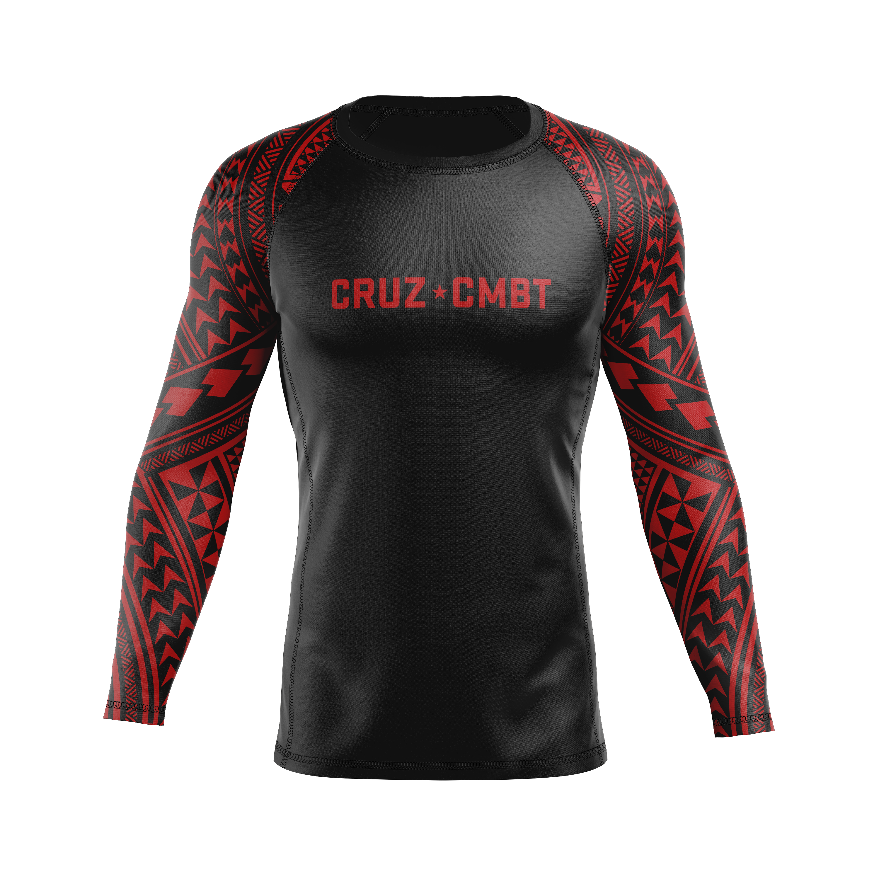 808 Ranked men's rash guard, black and red