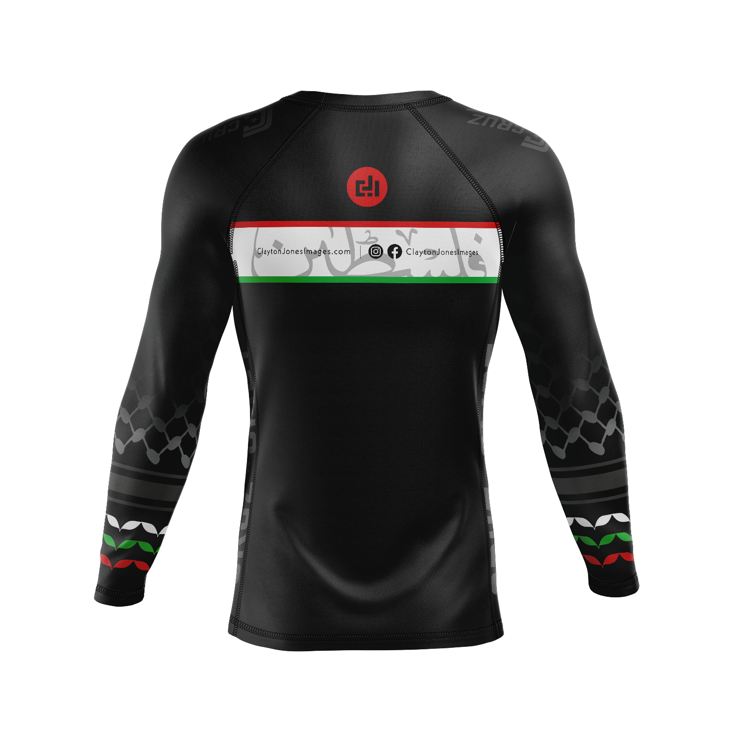 Clayton Jones Images men's rash guard Palestine, black