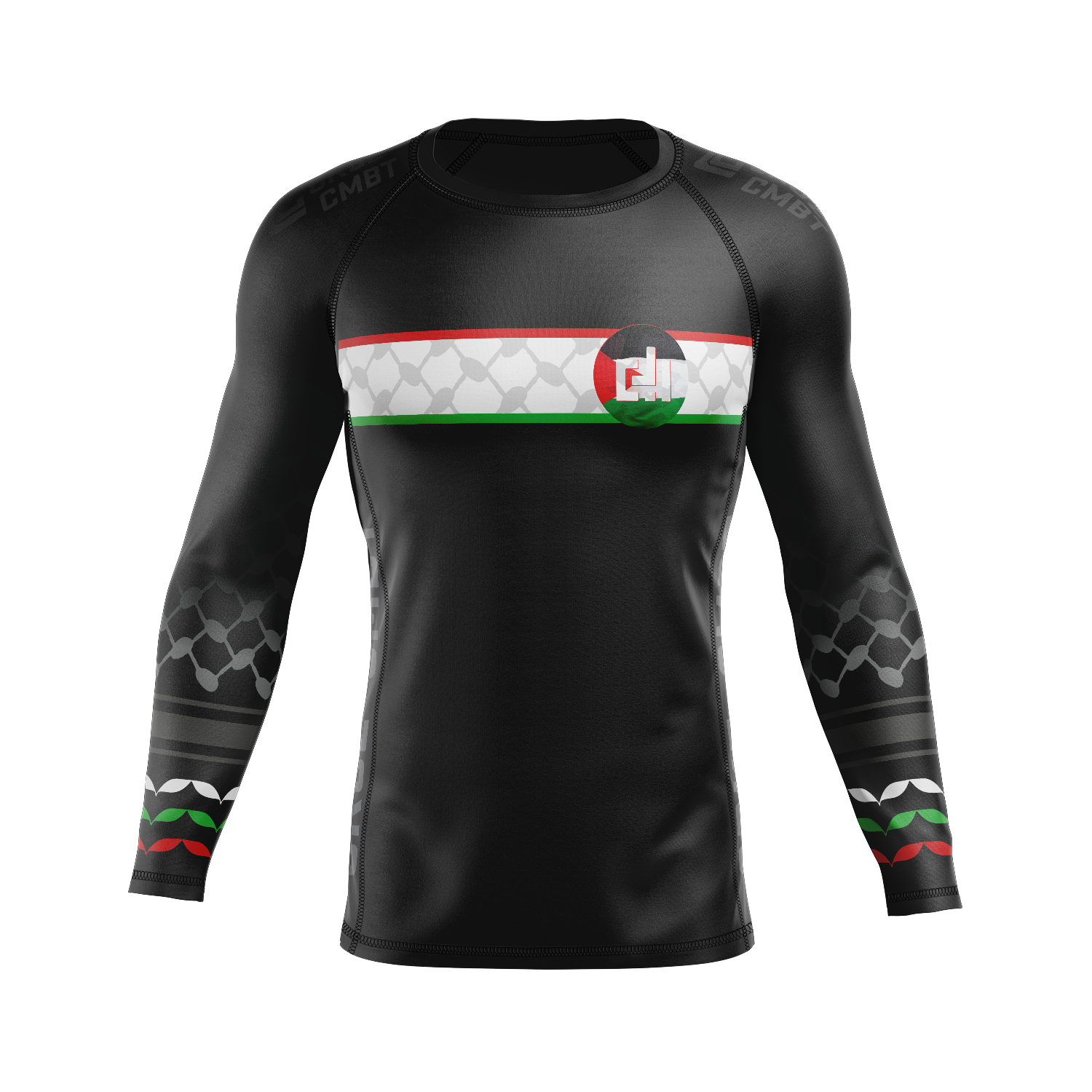 Clayton Jones Images men's rash guard Palestine, black
