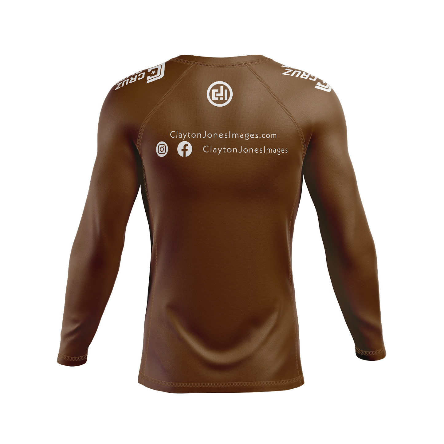 Clayton Jones Images men's rash guard Standard Issue, white on brown