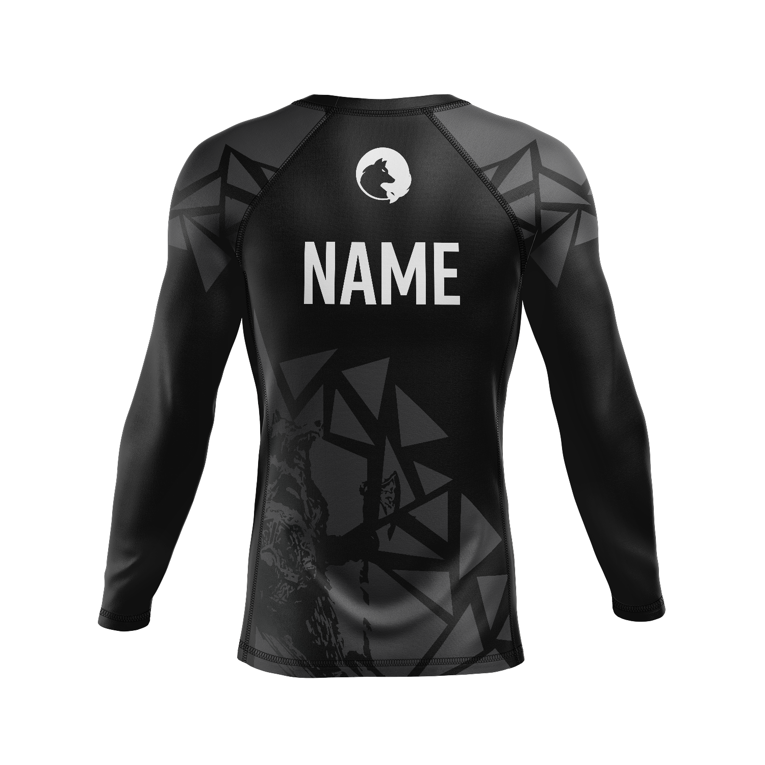 Flow BJJ men's rash guard Wolf Skin, black