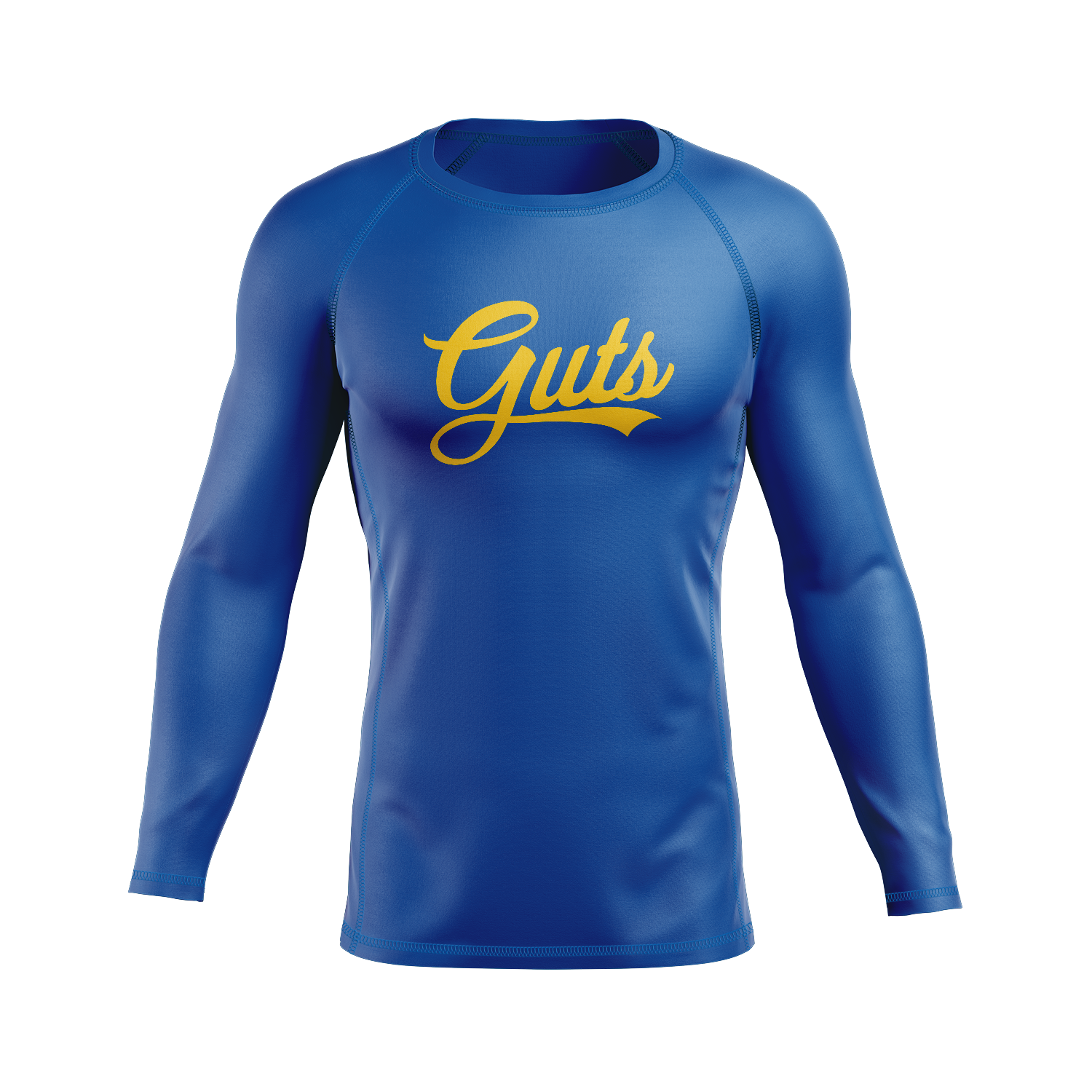 Guts Ranked men's rash guard, athl. gold on royal