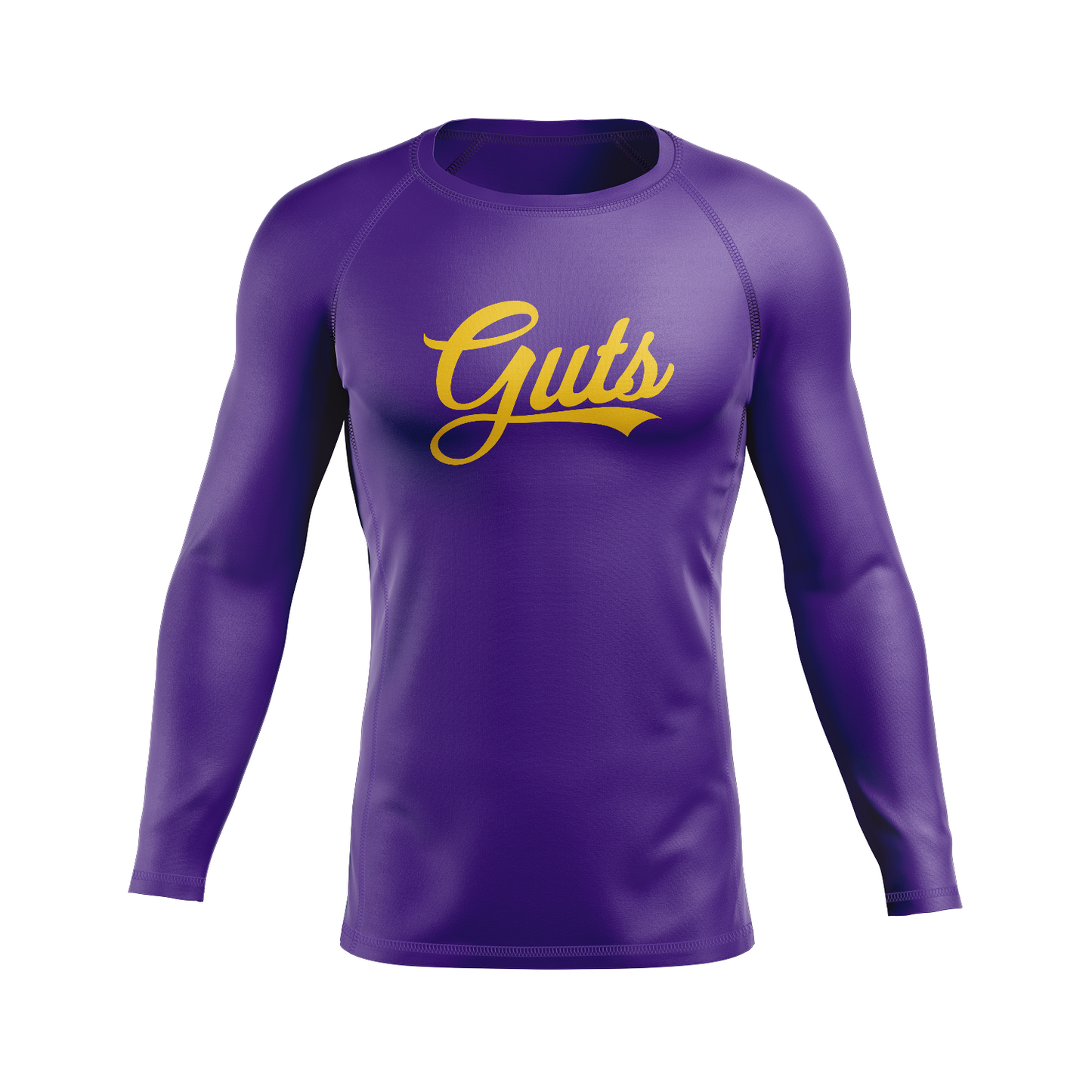 Guts Ranked men's rash guard, athl. gold on purple