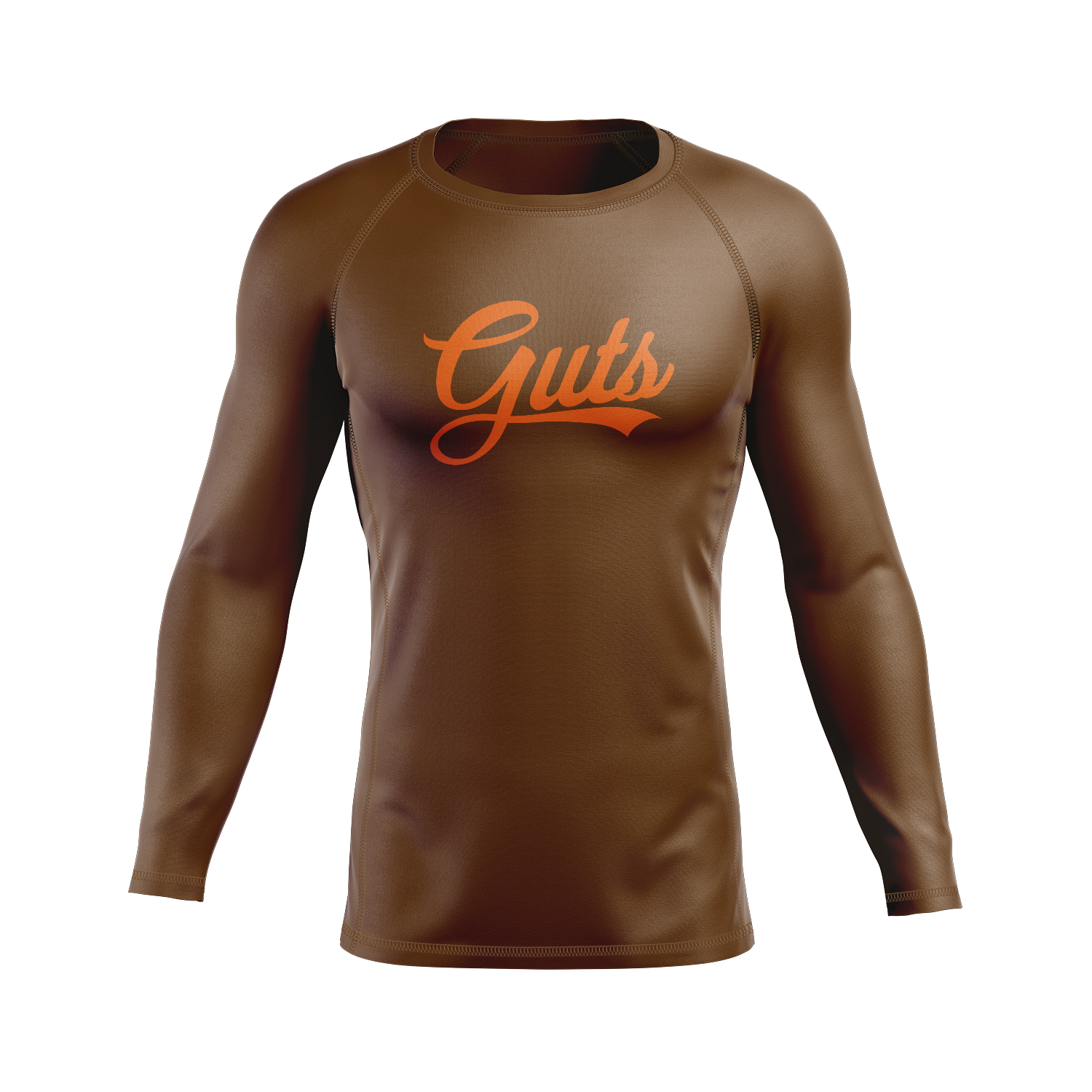 Guts Ranked men's rash guard, orange on brown