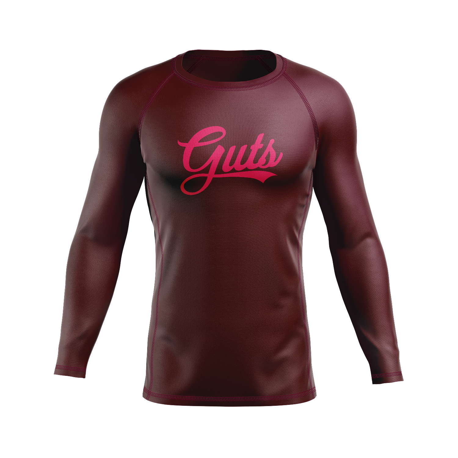 Guts Ranked men's rash guard, pink on maroon