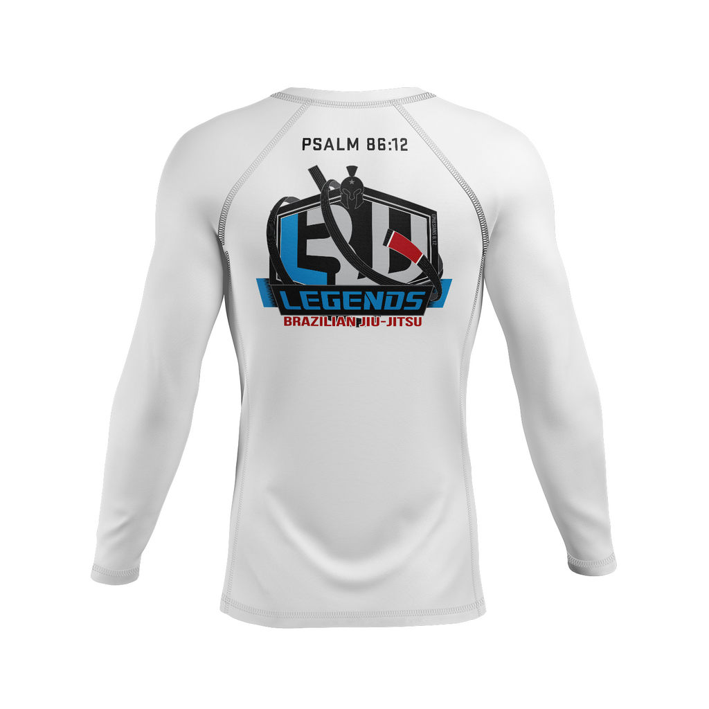 Legends BJJ men's rash guard PSALM 86:12, white – CRUZ CMBT Legends BJJ men's rash guard PSALM 86:12, white – CRUZ CMBT