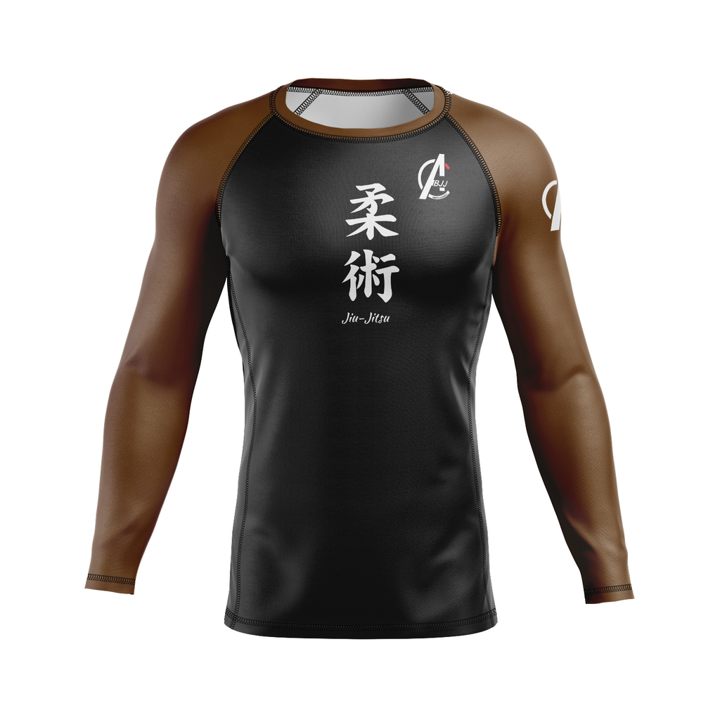 Ultimate MMA men's rash guard Kanji Ranked, black/brown