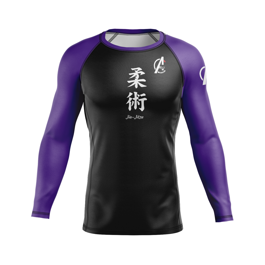 Ultimate MMA men's rash guard Kanji Ranked, black/purple