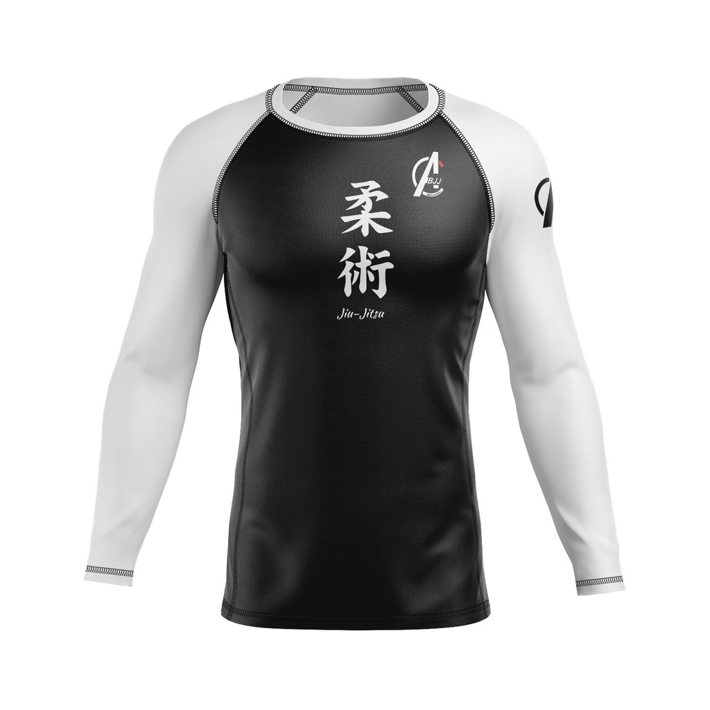 Ultimate MMA men's rash guard Kanji Ranked, black/white