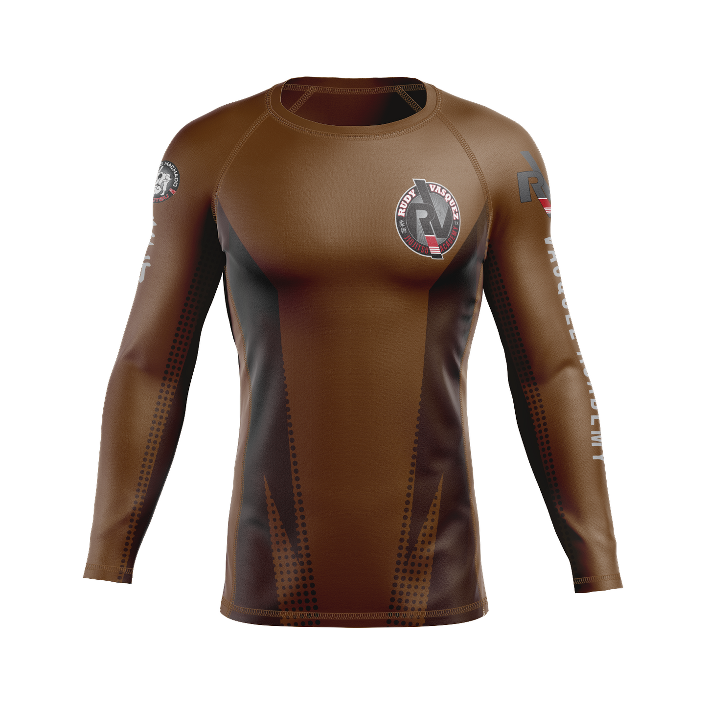 Vasquez Academy men's rash guard Staple Ranked, brown