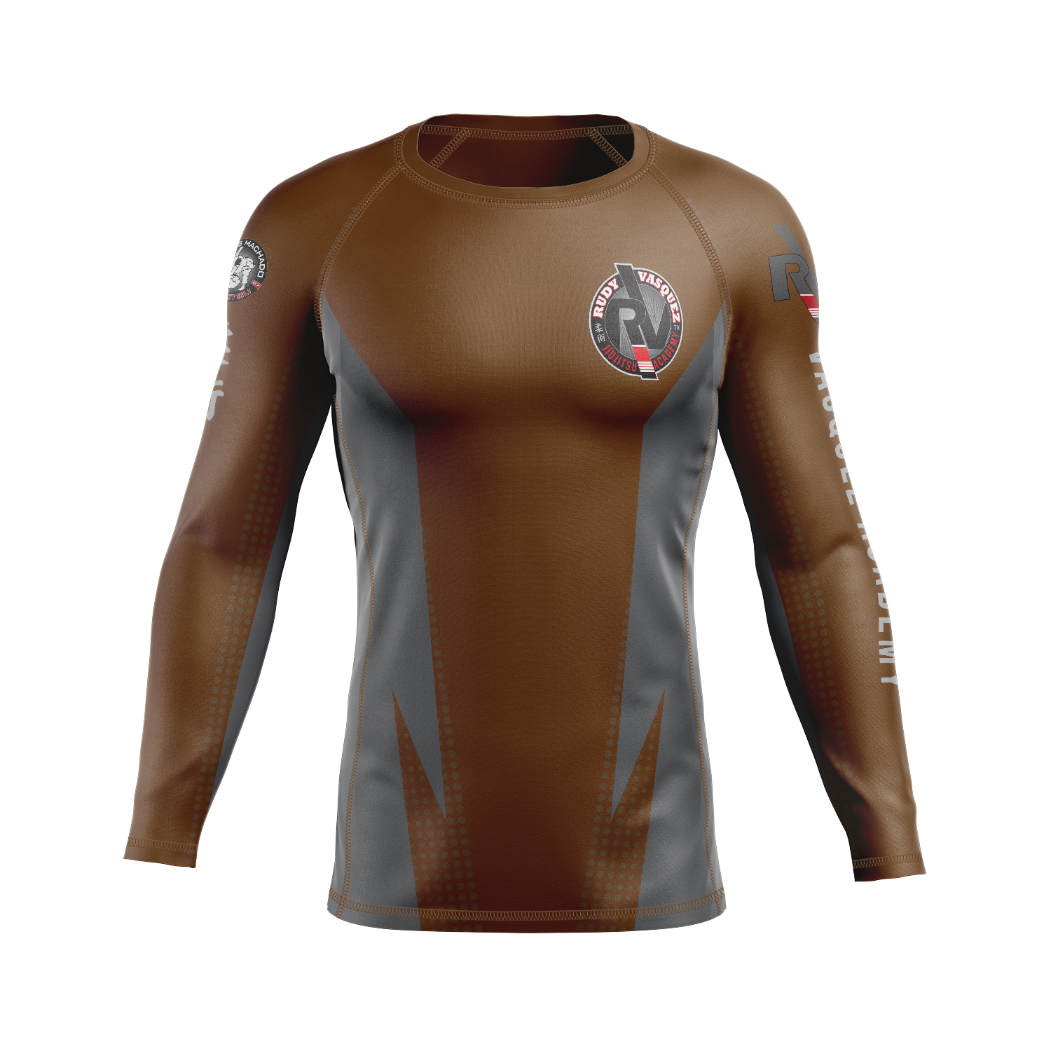 Vasquez Academy men's rash guard Staple Ranked, stealth brown