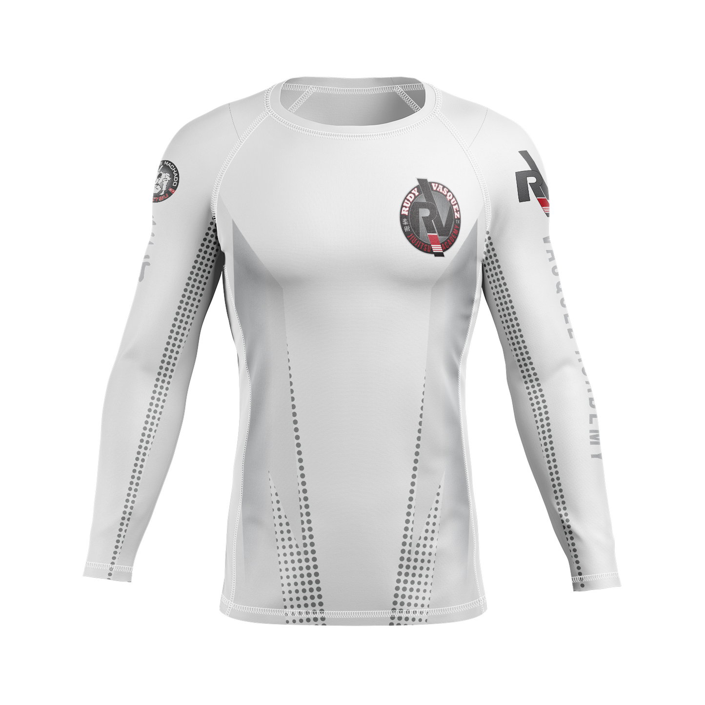 Vasquez Academy men's rash guard Staple Ranked, white