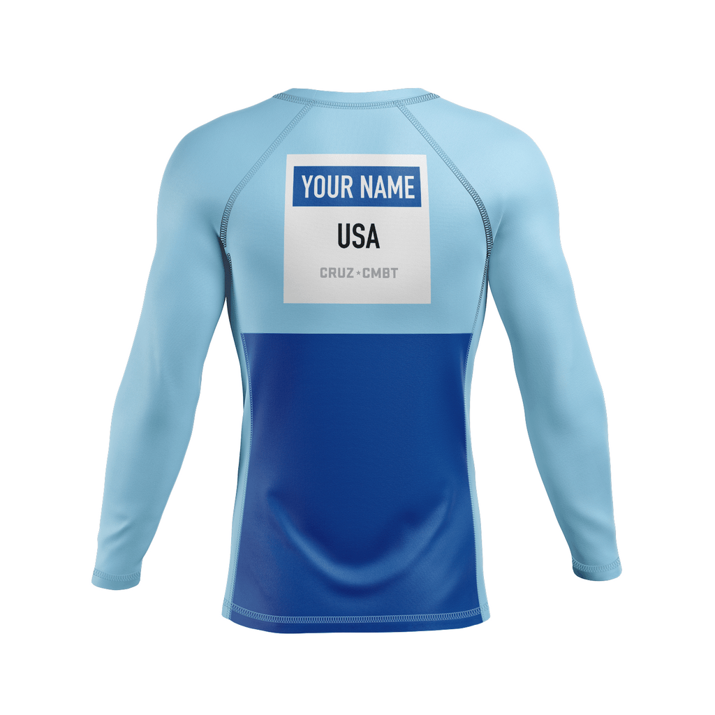 J-Block Ranked men's rash guard, blue