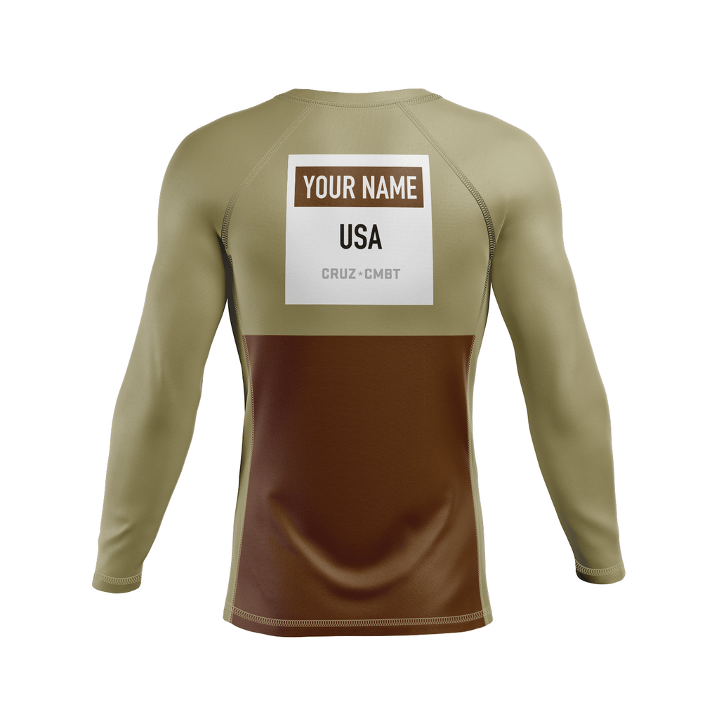J-Block Ranked men's rash guard, brown