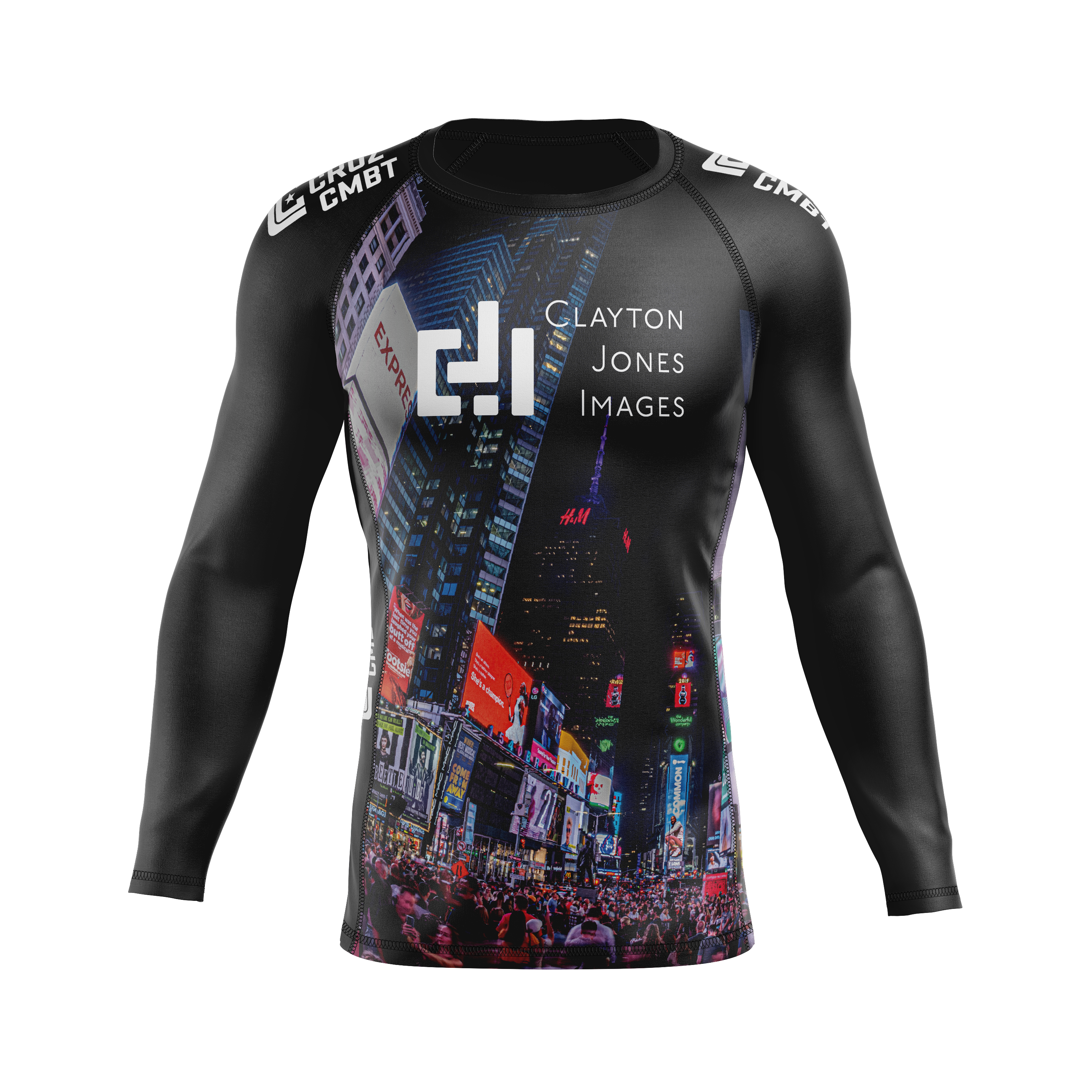 Clayton Jones Images men's rash guard Manhattan Wrap, black