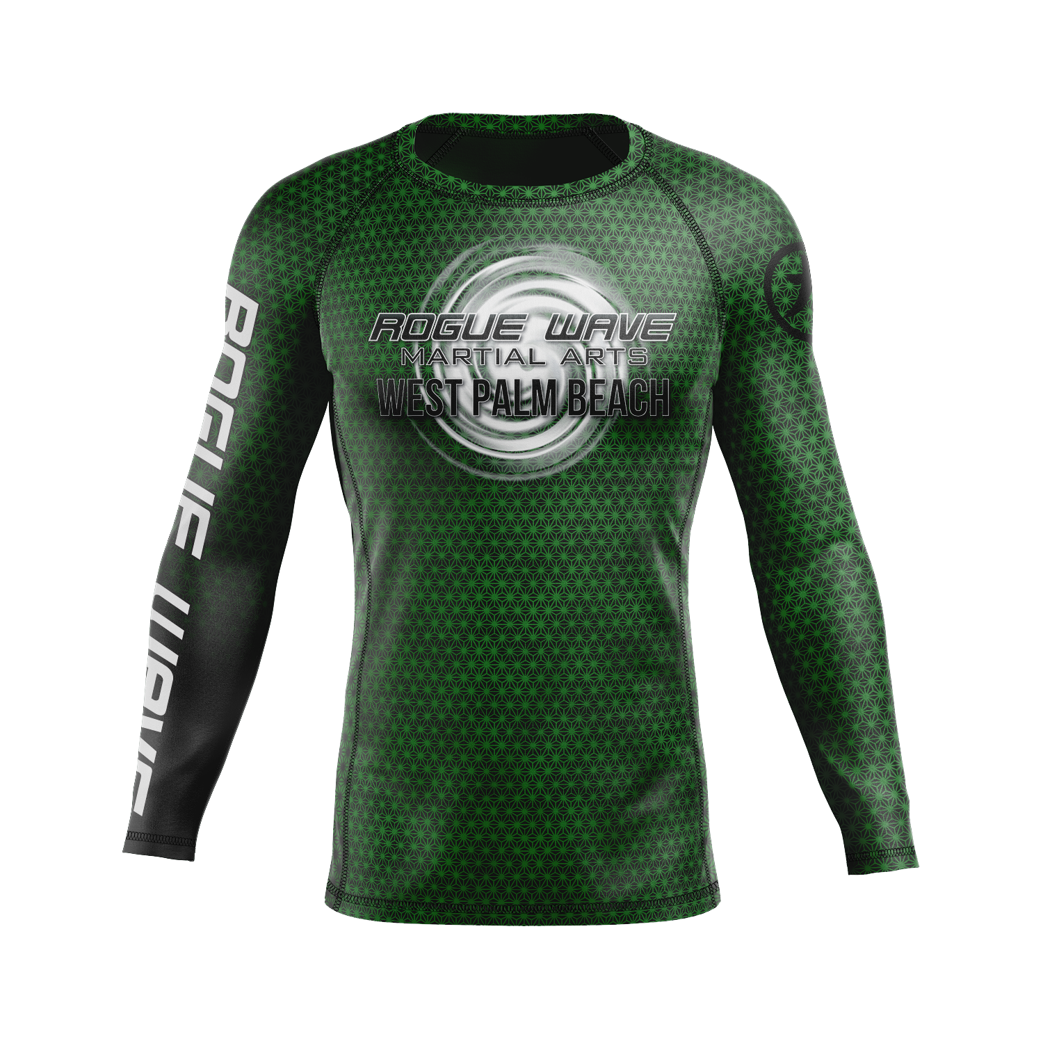 Rogue Wave men's rash guard Fractal, green