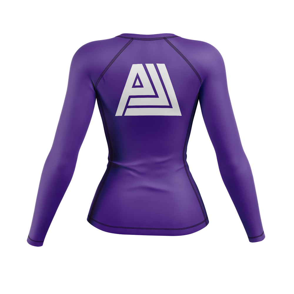Assembly women's rash guard Standard Issue, white on purple