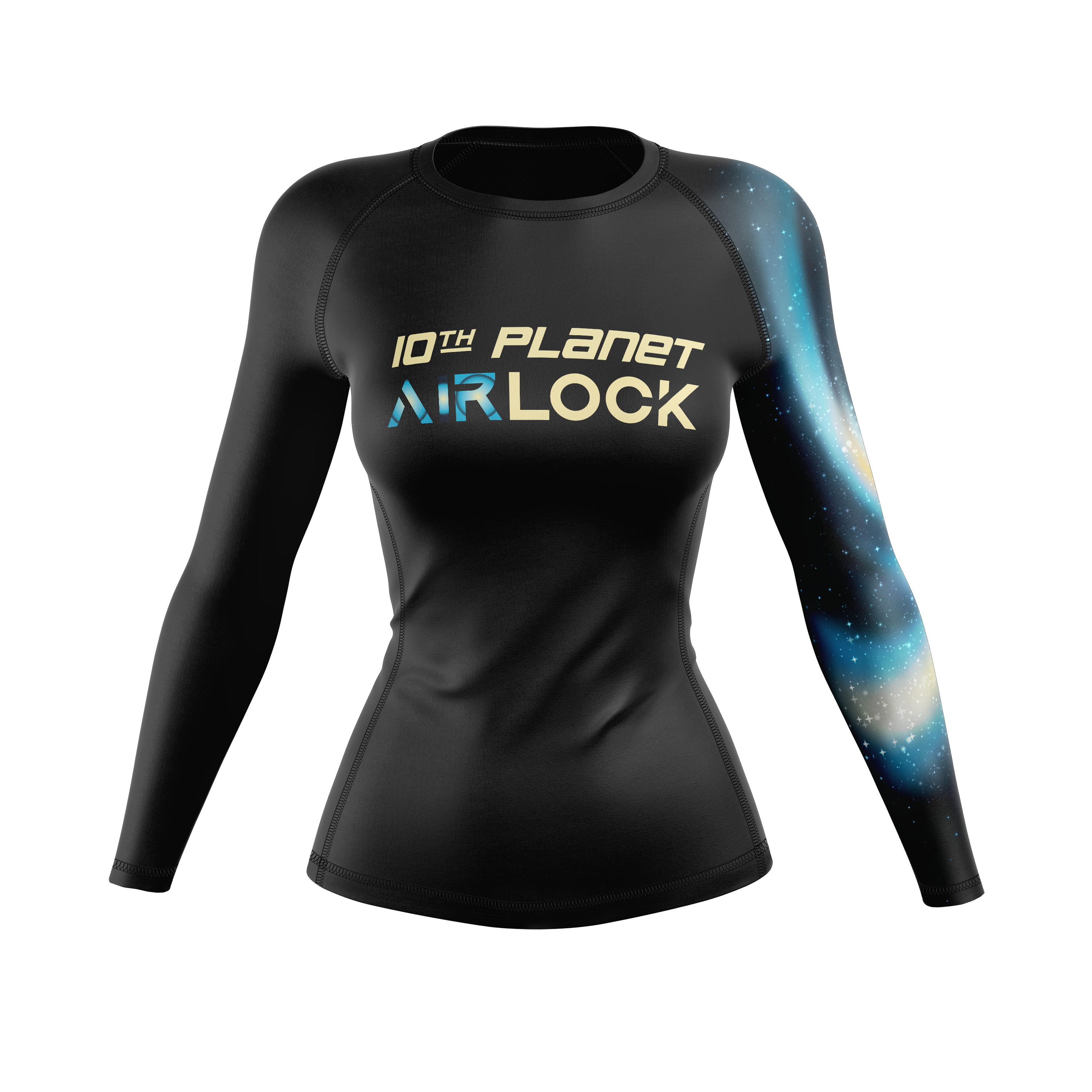 10P Airlock BJJ women's rash guard Galaxy, black
