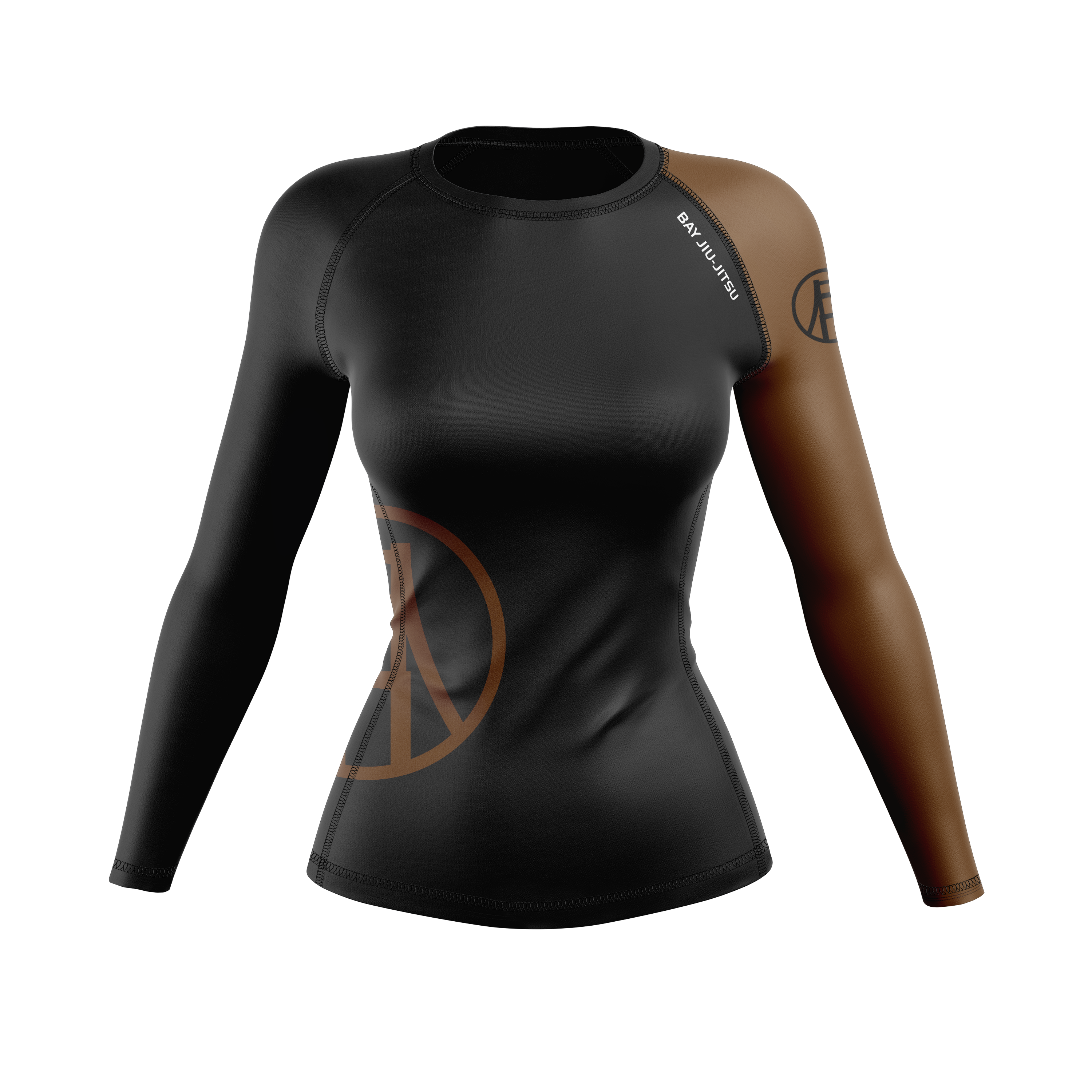 Bay Jiu-Jitsu women's rash guard Ranked, black and brown