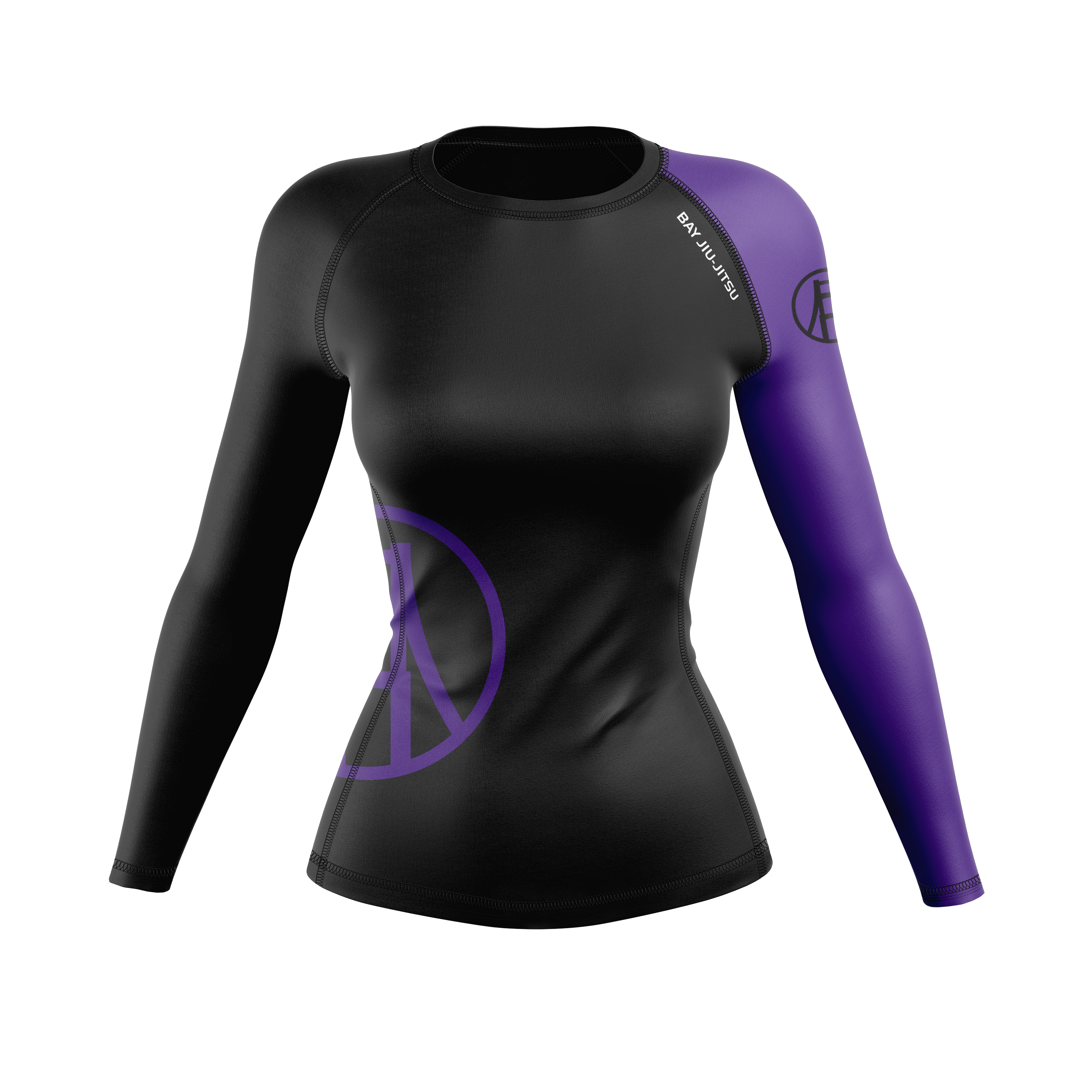 Bay Jiu-Jitsu women's rash guard Ranked, black and purple