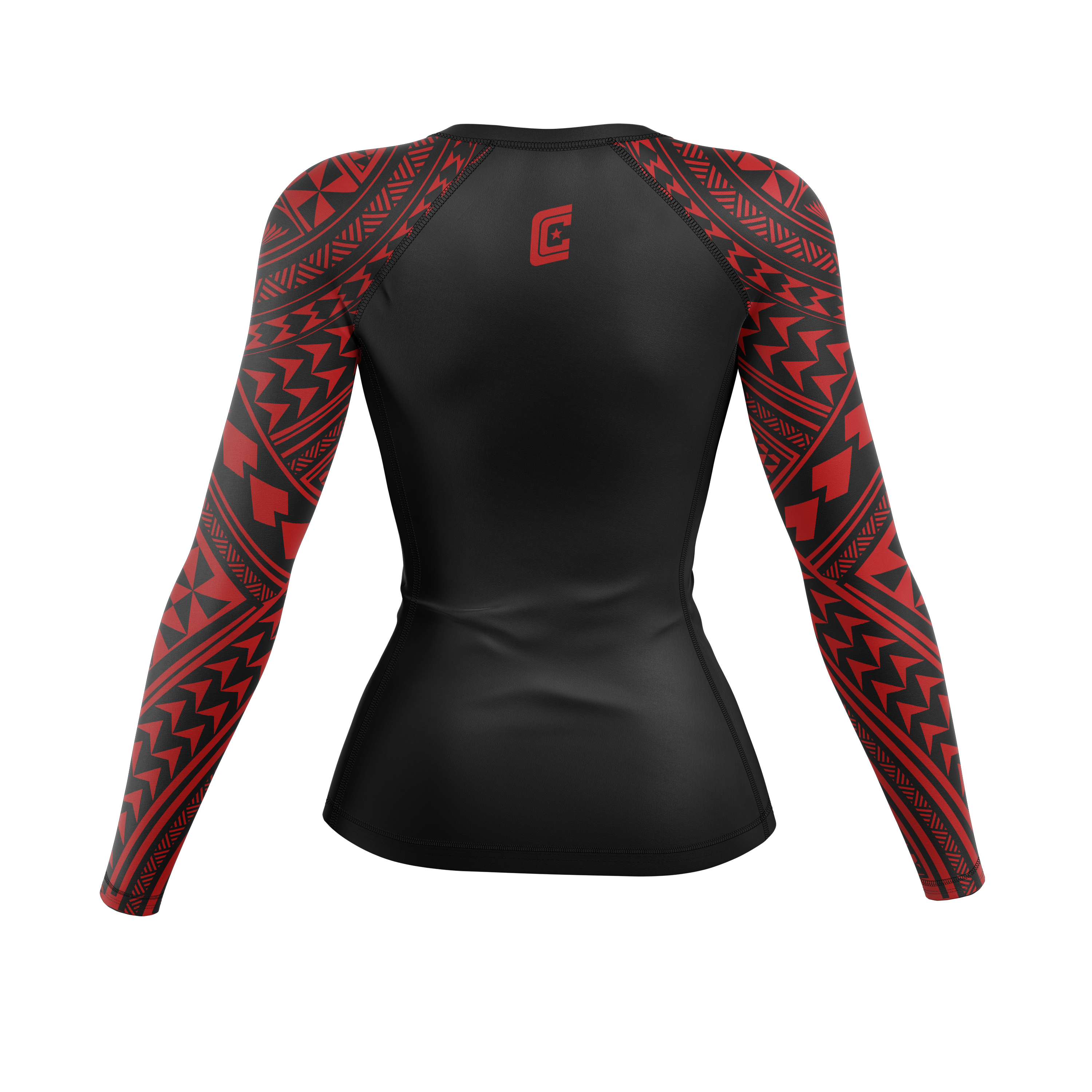 808 Ranked women's rash guard, black and red