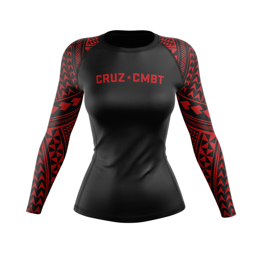 808 Ranked women's rash guard, black and red