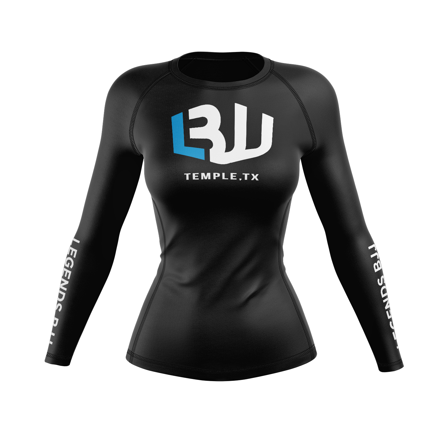 Legends BJJ women's rash guard PSALM 86:12, black