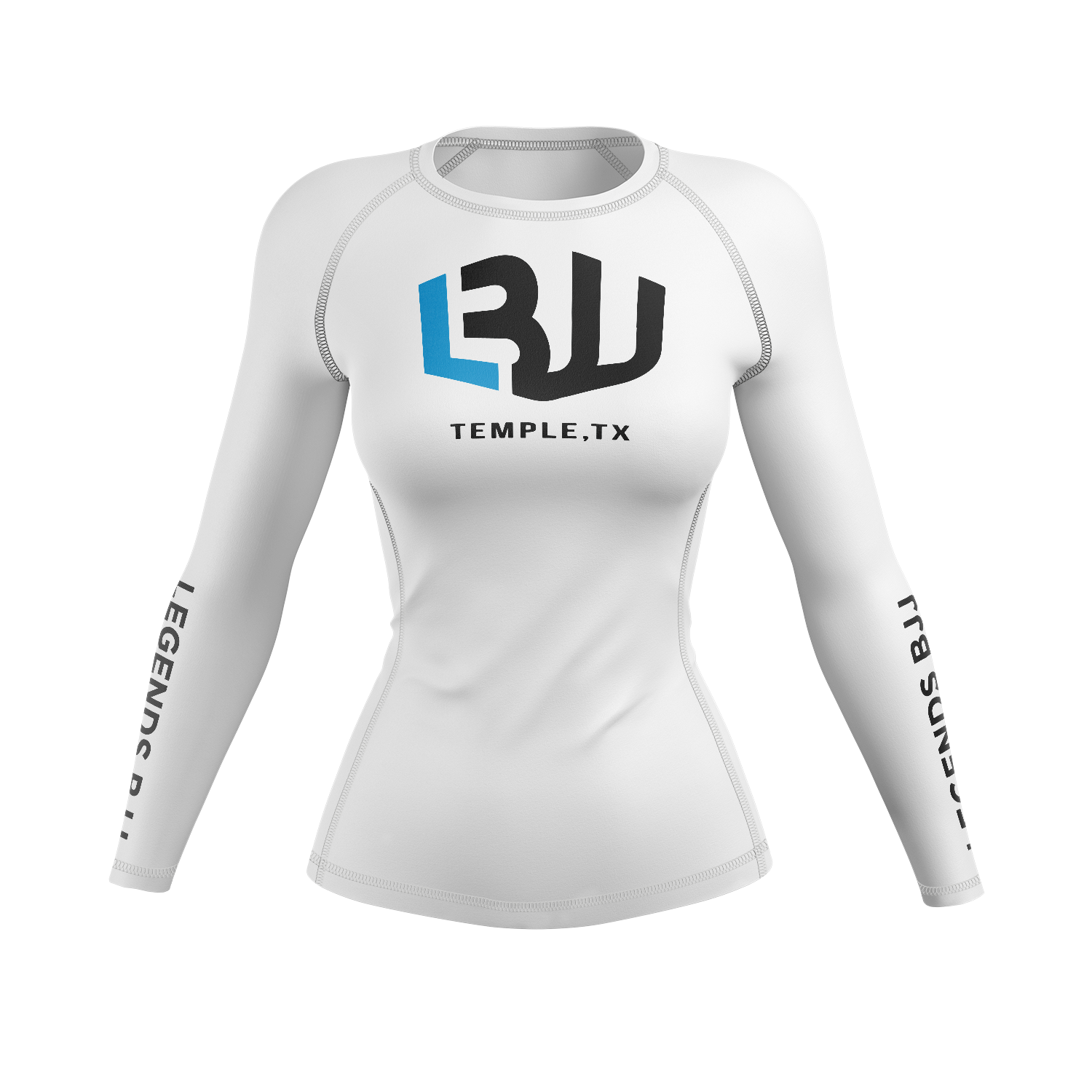 Legends BJJ women's rash guard PSALM 86:12, white