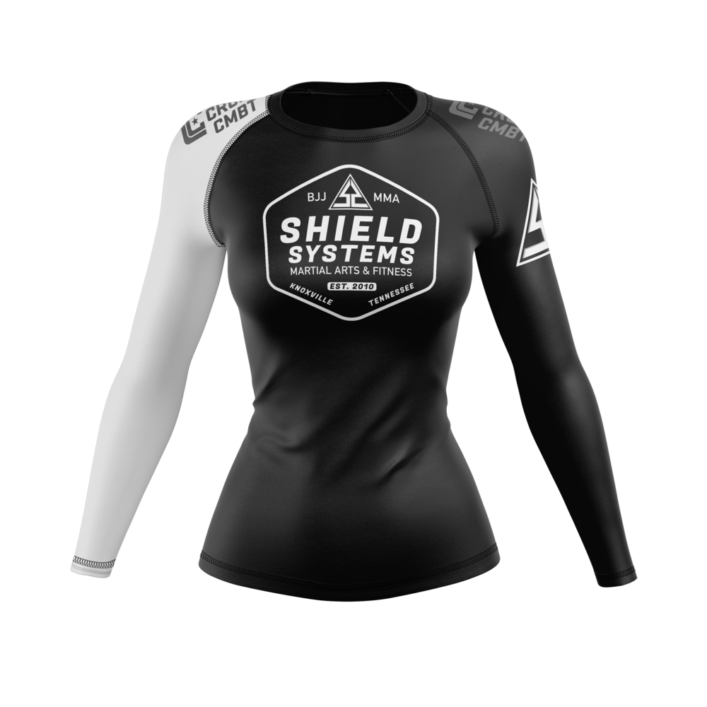 Shield Systems women's rash guard Badge Ranked, white