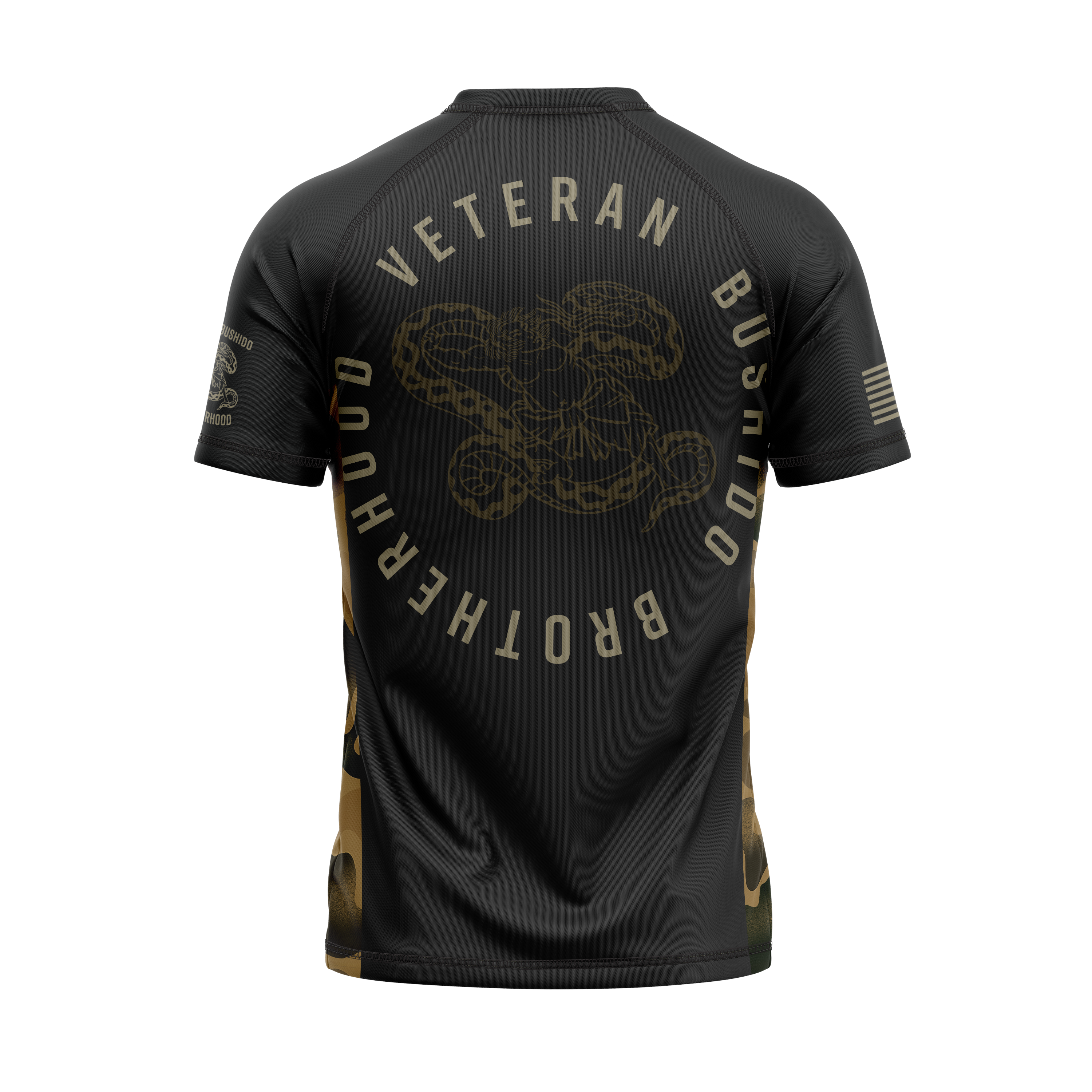 Veteran Bushido Brotherhood Men's V-Neck Rash Guard F25 in Black
