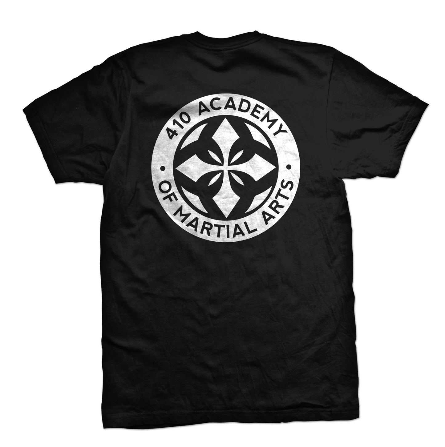 410 Academy unisex tee Crest 2.0, white on black