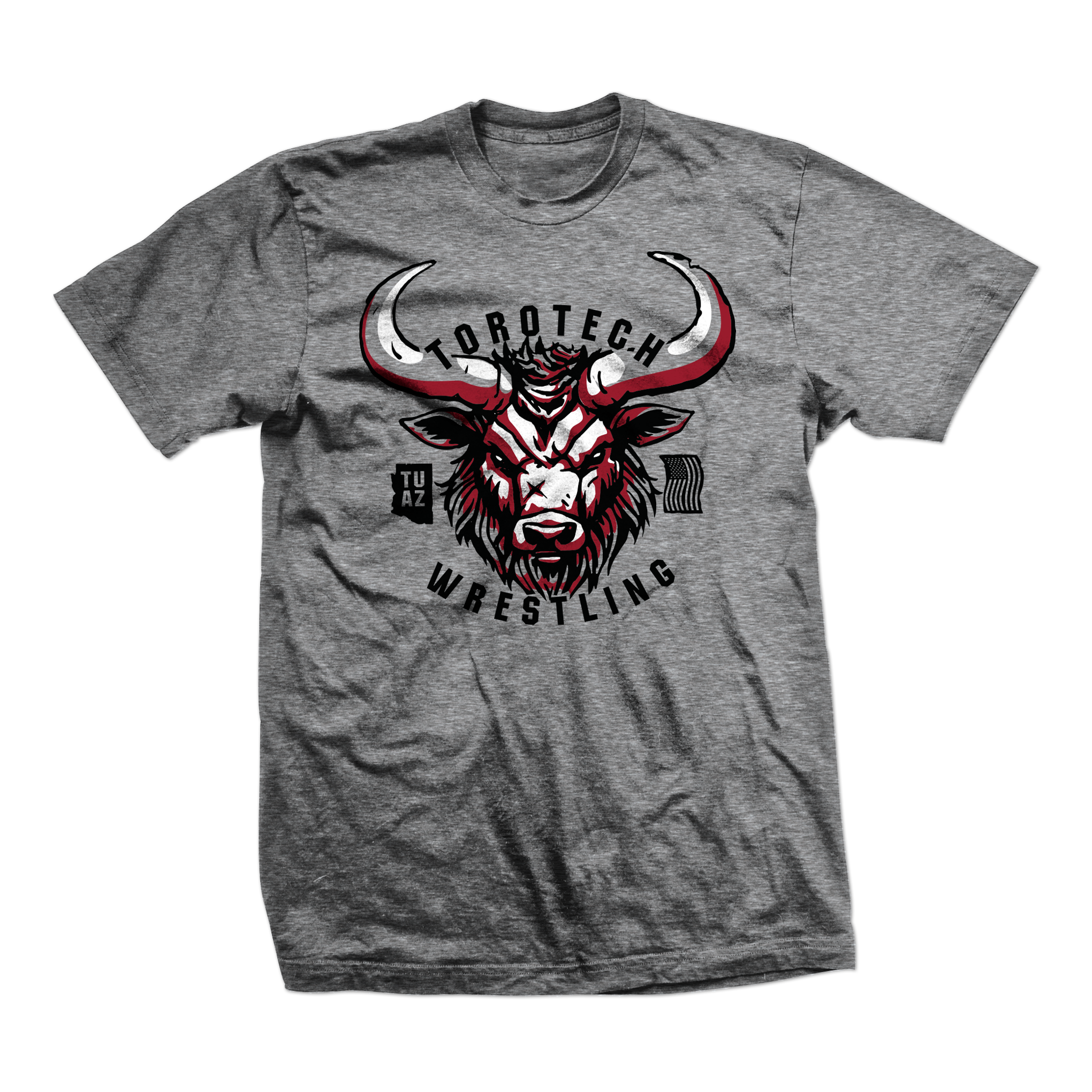 ToroTech tri-blend tee Bull, maroon on athl. grey