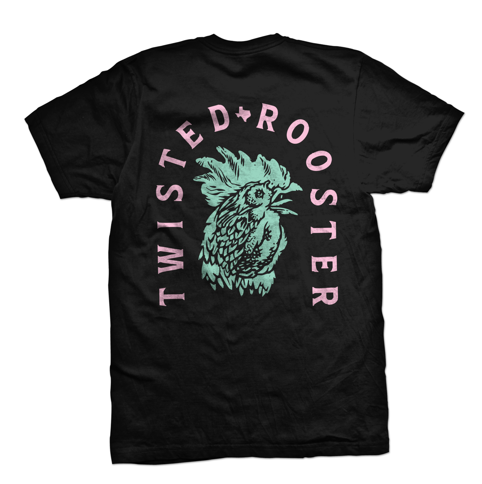 Twisted Rooster 50/50 tee Head Honcho, black/carib.green/pink