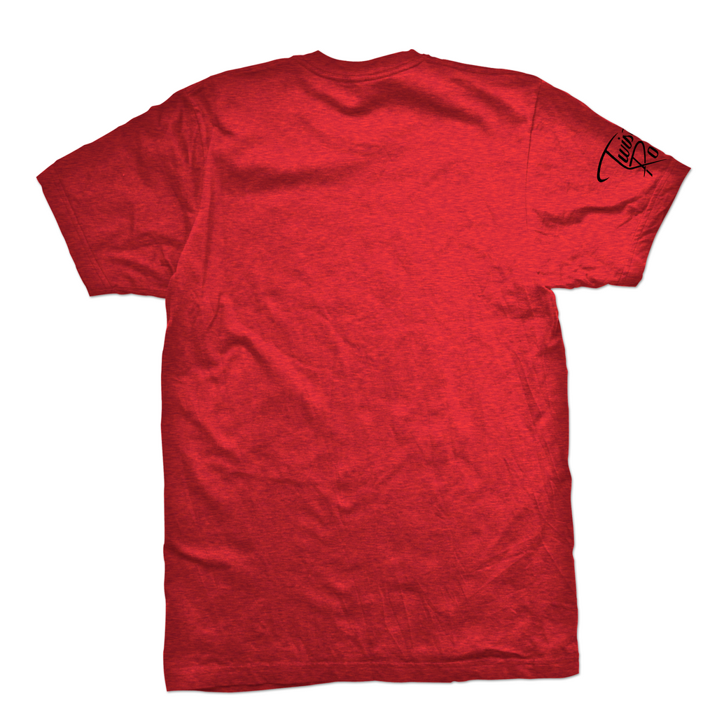 Twisted Rooster 50/50 tee Icon, black on heather red