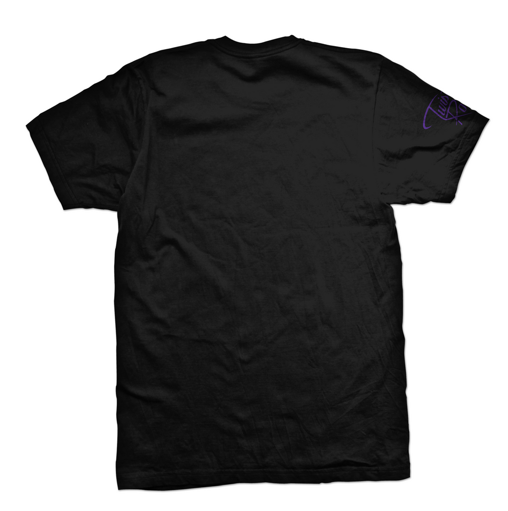 Twisted Rooster 50/50 tee Icon, purple on black