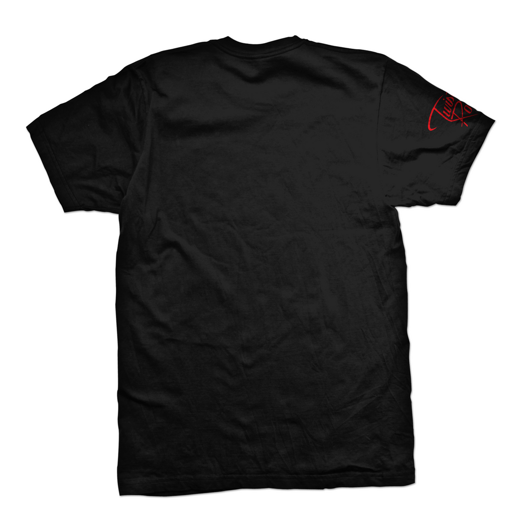 Twisted Rooster 50/50 tee Icon, red on black