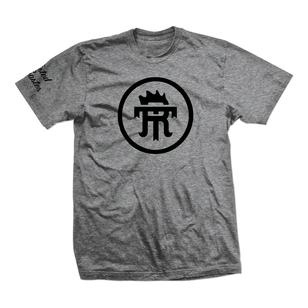 Twisted Rooster tri-blend tee Icon, black on athl. grey