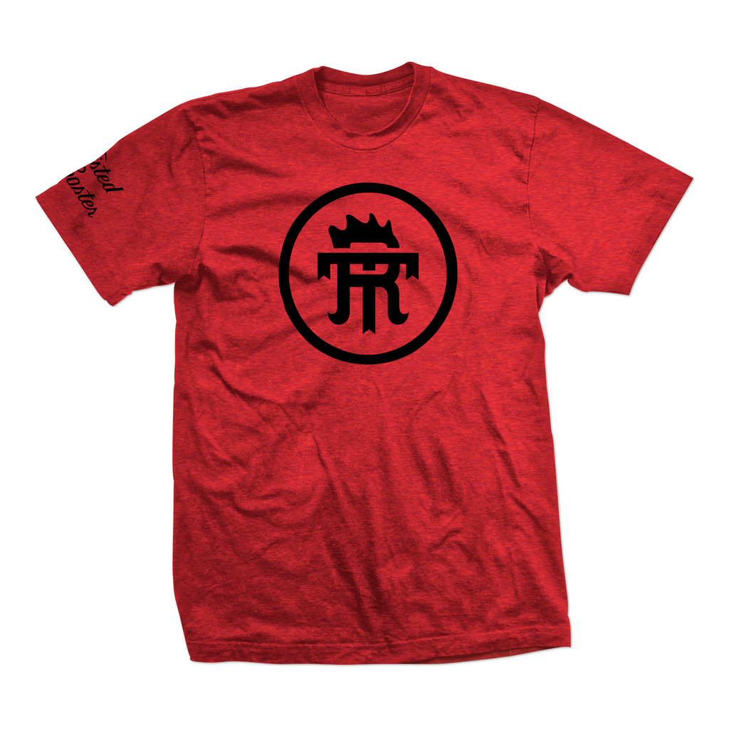 Twisted Rooster 50/50 tee Icon, black on heather red