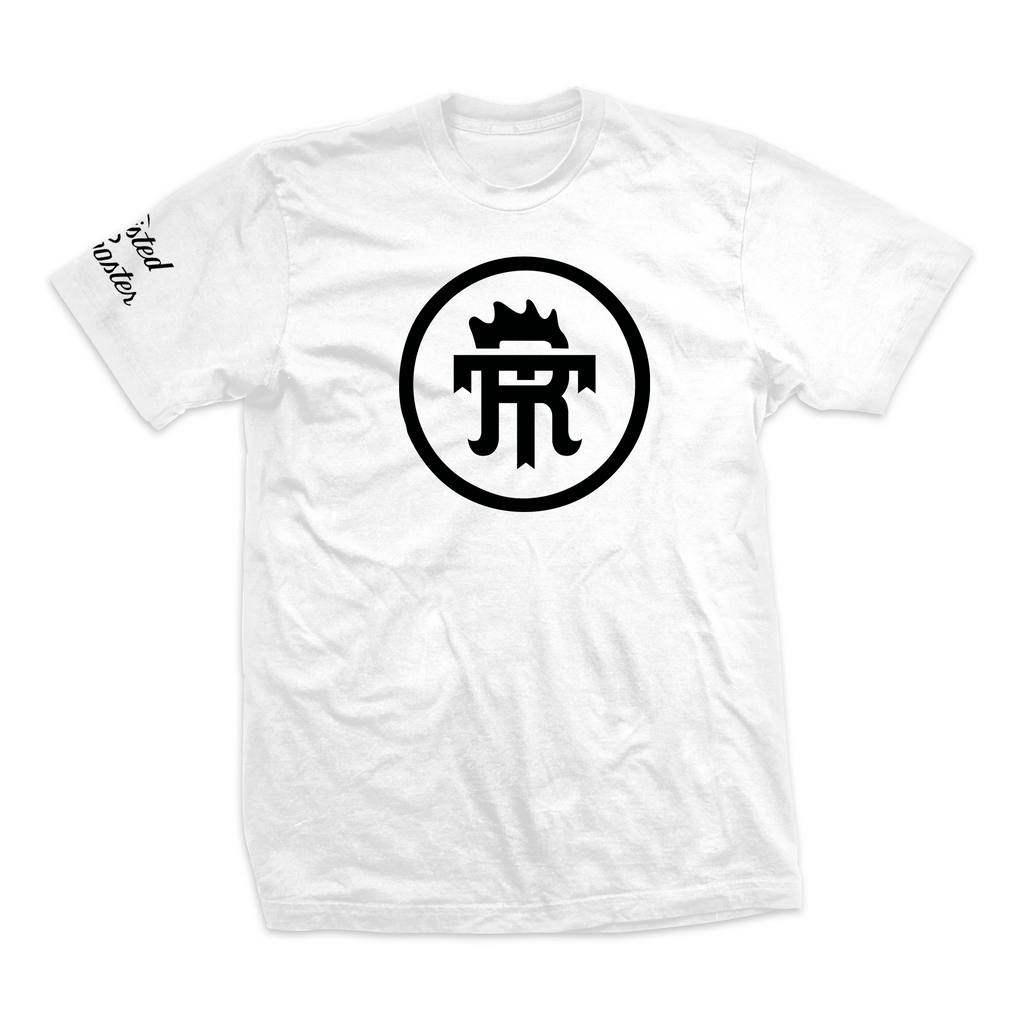 Twisted Rooster bamboo tee Icon, black on white