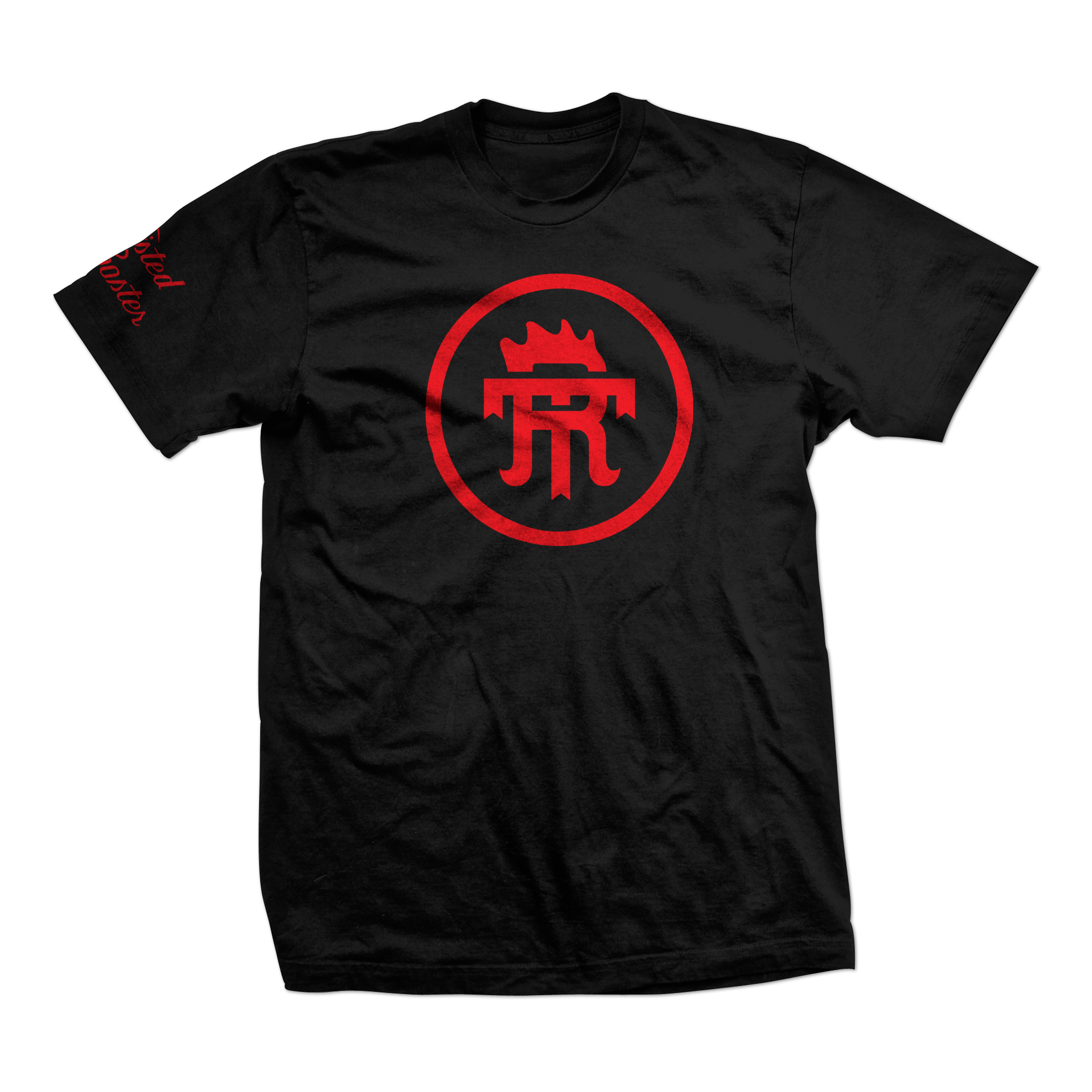Twisted Rooster 50/50 tee Icon, red on black