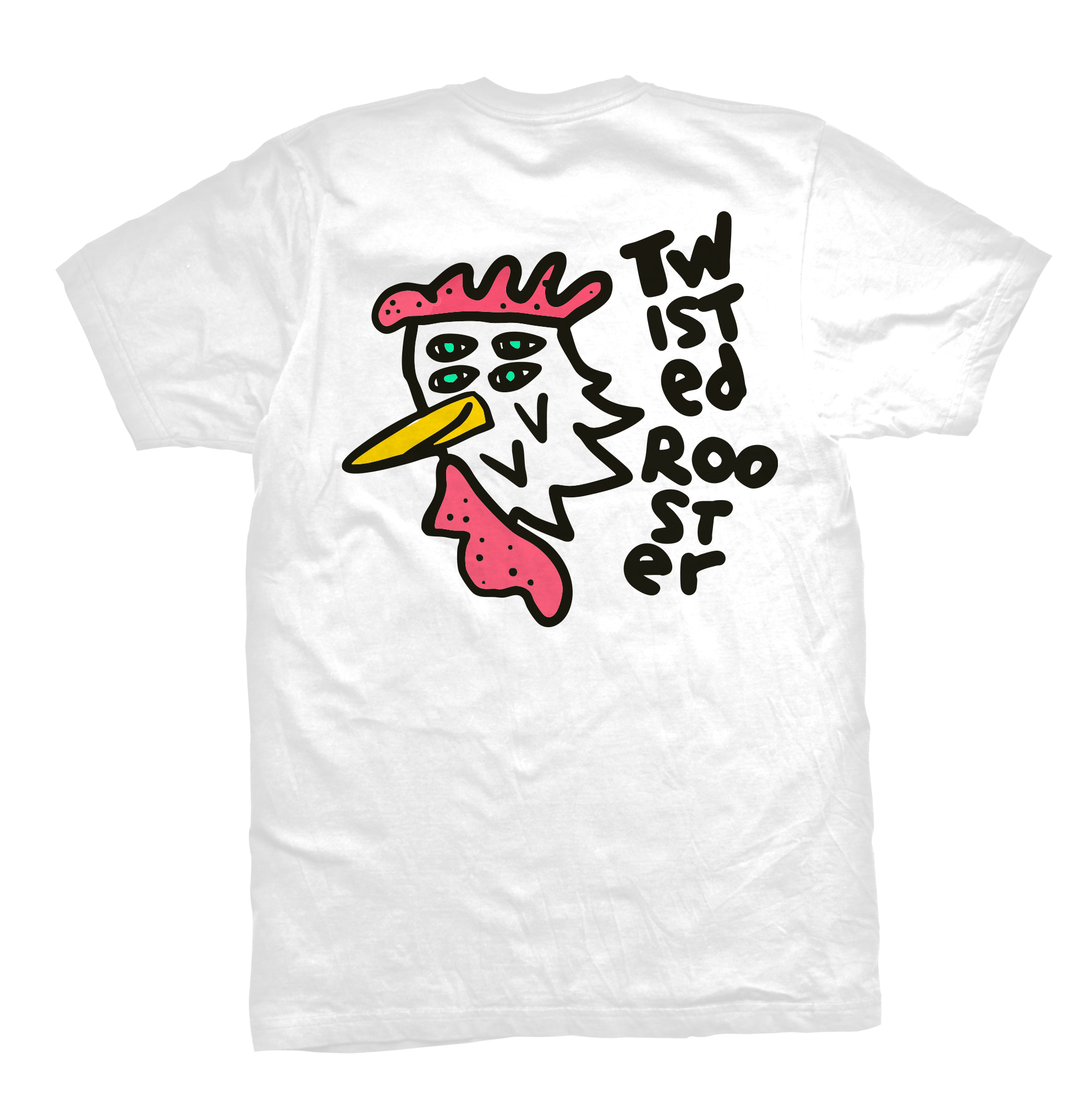 Twisted Rooster bamboo tee Nuked Rooster, white