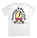 Twisted Rooster bamboo tee Cracked, white
