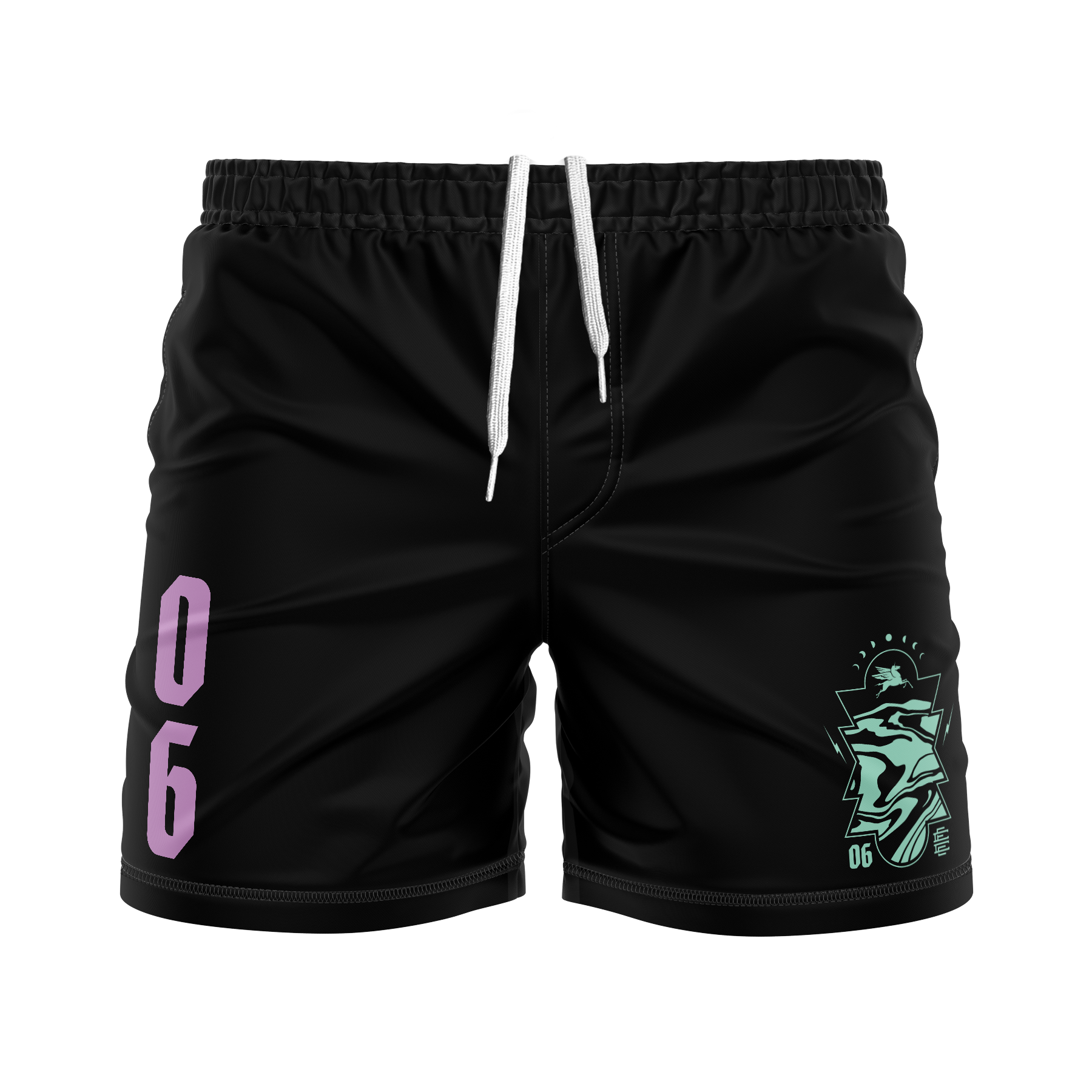 CCFC men's FC shorts Pile Drivers, black with Caribbean green/purple