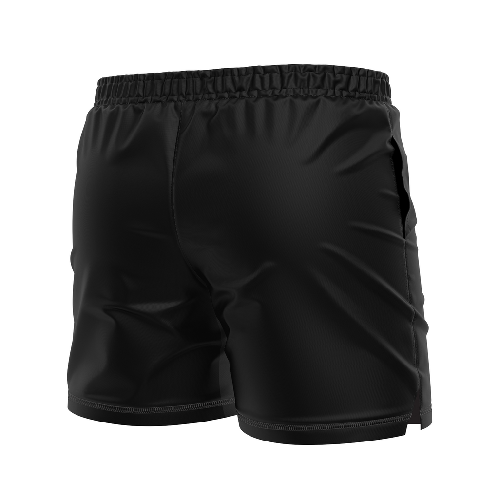 wholesale AB Distributors men's training shorts Standard Issue, red on black