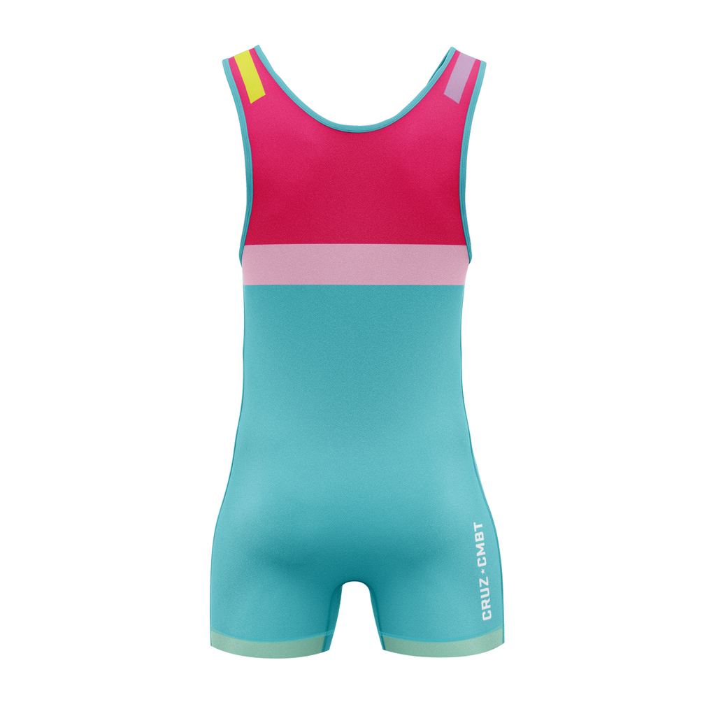 Base Collection Wrestling Singlet, Aqua Multi