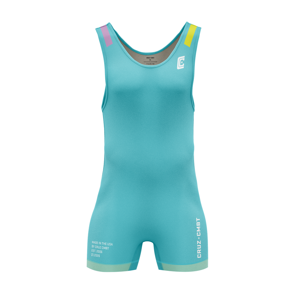 Base Collection Wrestling Singlet, Aqua Multi