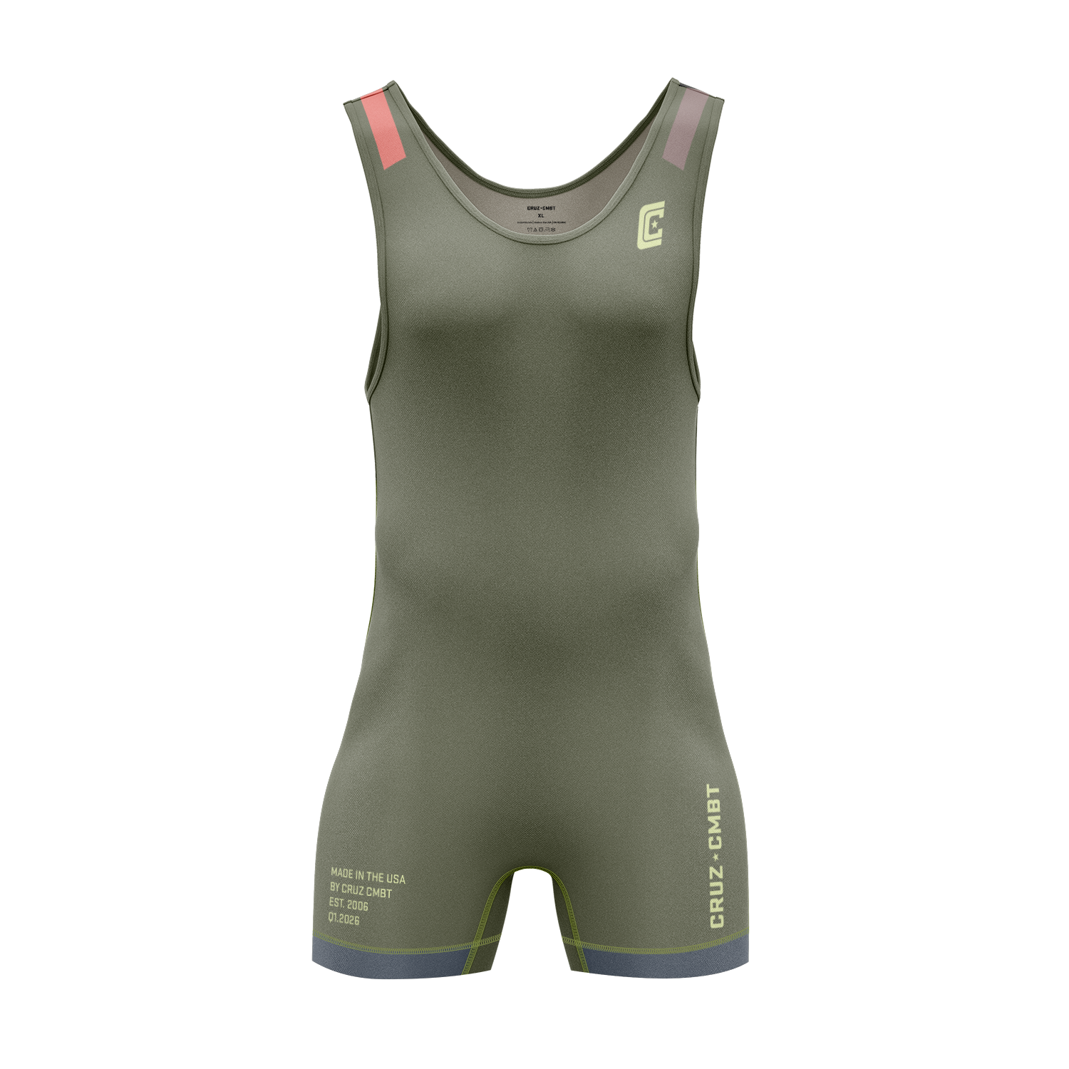 Base Collection Wrestling Singlet, Olive Multi