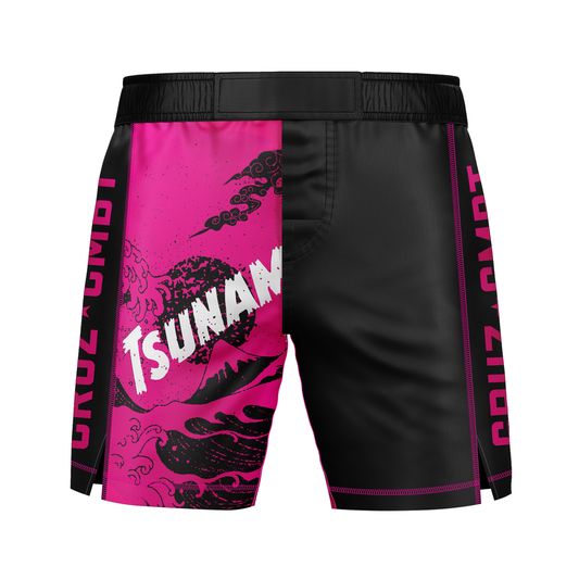 Tsunami JJ men's 7" fight shorts Pink Wave, black