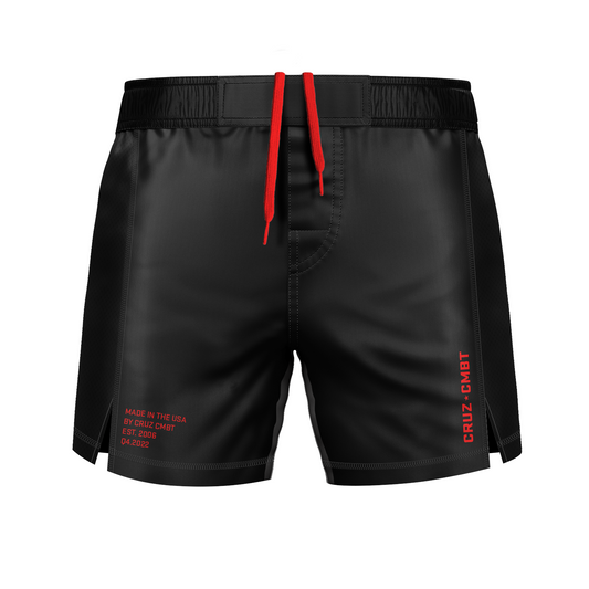 Base Collection men's fight shorts, black and red