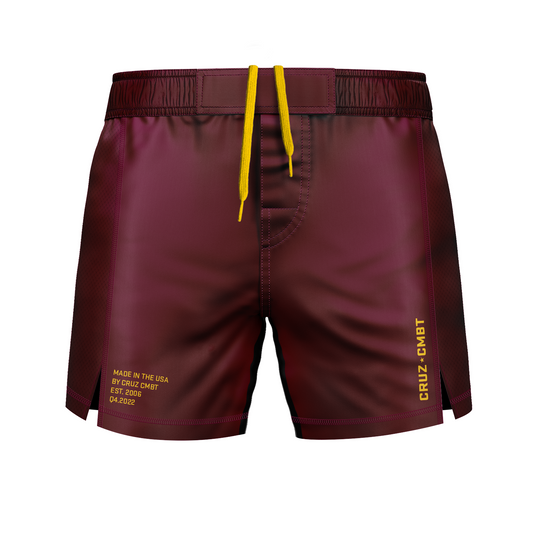 Base Collection men's fight shorts, maroon and gold